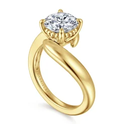 Clearance Gabriel & Co. Bettie - 14K Yellow Gold Bypass Round Diamond Engagement Ring