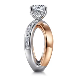 Hot Gabriel & Co. Betty - 14K White-Rose Gold Round Split Shank Hidden Halo Diamond Engagement Ring