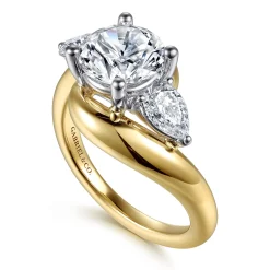 Discount Gabriel & Co. Beyond - 14K White-Yellow Gold Bypass Round Three Stone Diamond Engagement Ring