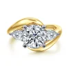 Sale Gabriel & Co. Beyond - 14K White-Yellow Gold Round Three Stone Diamond Engagement Ring