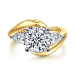 Sale Gabriel & Co. Beyond - 14K White-Yellow Gold Round Three Stone Diamond Engagement Ring