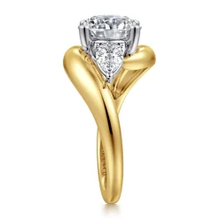 Sale Gabriel & Co. Beyond - 14K White-Yellow Gold Round Three Stone Diamond Engagement Ring