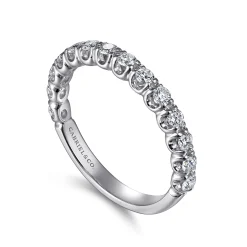 Hot Gabriel & Co. Bijou - 14K White Gold Prong Set Diamond Wedding Band - 0.5 ct