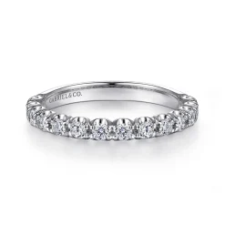 Hot Gabriel & Co. Bijou - 14K White Gold Prong Set Diamond Wedding Band - 0.5 ct