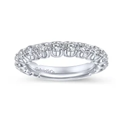 Clearance Gabriel & Co. Bijou - 14K White Gold Prong Set Diamond Wedding Band - 1 ct