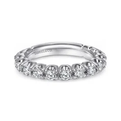 Clearance Gabriel & Co. Bijou - 14K White Gold Prong Set Diamond Wedding Band - 1 ct