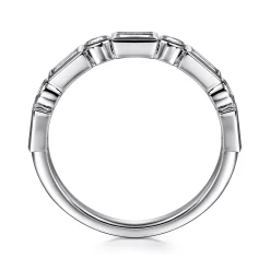Outlet Gabriel & Co. Billie - 14K White Gold Bezel Set Baguette and Round Diamond Anniversary Band - 0.55 ct