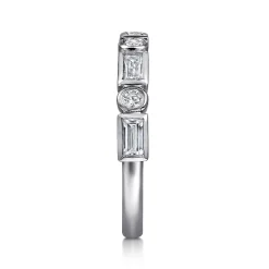 Outlet Gabriel & Co. Billie - 14K White Gold Bezel Set Baguette and Round Diamond Anniversary Band - 0.55 ct