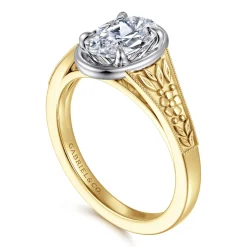 Outlet Gabriel & Co. Billy - Vintage Inspired 14K White-Yellow Gold Oval Solitaire Diamond Engagement Ring