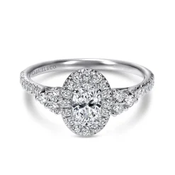 Discount Gabriel & Co. Bionda - 14K White Gold Oval Halo Complete Diamond Engagement Ring