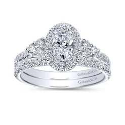 Discount Gabriel & Co. Bionda - 14K White Gold Oval Halo Complete Diamond Engagement Ring