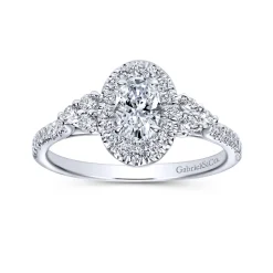Discount Gabriel & Co. Bionda - 14K White Gold Oval Halo Complete Diamond Engagement Ring