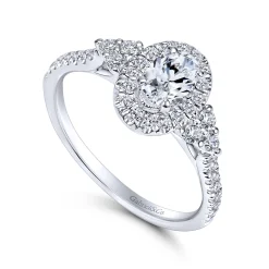 Discount Gabriel & Co. Bionda - 14K White Gold Oval Halo Complete Diamond Engagement Ring