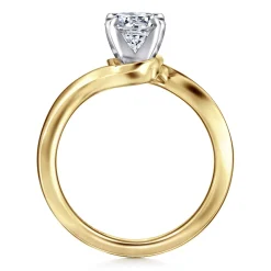 Discount Gabriel & Co. Blair - 14K White-Yellow Gold Bypass Round Diamond Engagement Ring