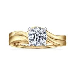 Discount Gabriel & Co. Blair - 14K White-Yellow Gold Bypass Round Diamond Engagement Ring