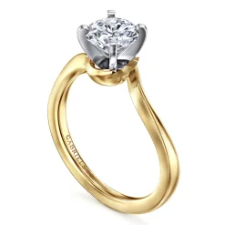 Discount Gabriel & Co. Blair - 14K White-Yellow Gold Bypass Round Diamond Engagement Ring