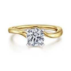 Discount Gabriel & Co. Blair - 14K White-Yellow Gold Bypass Round Diamond Engagement Ring
