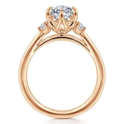 Sale Gabriel & Co. Blaise - 14K Rose Gold Oval Three Stone Diamond Engagement Ring