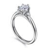Best Gabriel & Co. Blaise - 14K White Gold Elongated Cushion Three Stone Diamond Engagement Ring