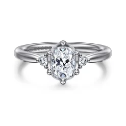 Best Gabriel & Co. Blaise - 14K White Gold Elongated Cushion Three Stone Diamond Engagement Ring