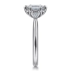 Clearance Gabriel & Co. Blaise - 14K White Gold Emerald Cut Three Stone Diamond Engagement Ring