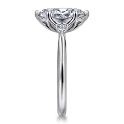 New Gabriel & Co. Blaise - 14K White Gold Marquise Shape Three Stone Diamond Engagement Ring