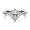 Sale Gabriel & Co. Blaise - 14K White Gold Oval Three Stone Diamond Engagement Ring