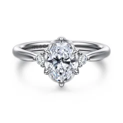 Sale Gabriel & Co. Blaise - 14K White Gold Oval Three Stone Diamond Engagement Ring