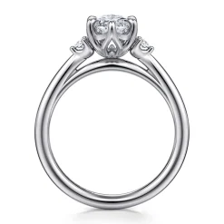 Sale Gabriel & Co. Blaise - 14K White Gold Oval Three Stone Diamond Engagement Ring