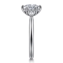 Sale Gabriel & Co. Blaise - 14K White Gold Oval Three Stone Diamond Engagement Ring