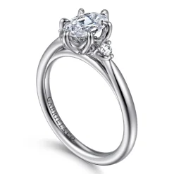 Sale Gabriel & Co. Blaise - 14K White Gold Oval Three Stone Diamond Engagement Ring