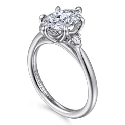 Sale Gabriel & Co. Blaise - 14K White Gold Oval Three Stone Diamond Engagement Ring