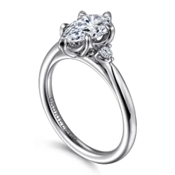 Sale Gabriel & Co. Blaise - 14K White Gold Pear Shape Three Stone Diamond Engagement Ring