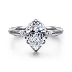 Sale Gabriel & Co. Blaise - 14K White Gold Pear Shape Three Stone Diamond Engagement Ring