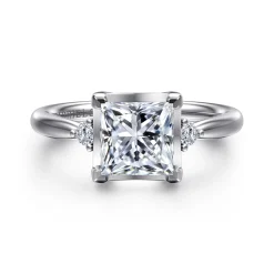 Hot Gabriel & Co. Blaise - 14K White Gold Princess Cut Three Stone Diamond Engagement Ring