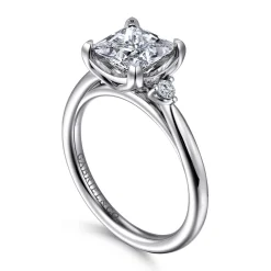 Hot Gabriel & Co. Blaise - 14K White Gold Princess Cut Three Stone Diamond Engagement Ring