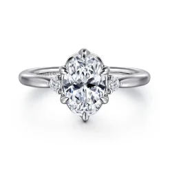 Hot Gabriel & Co. Blaise - 14K White Gold 6 Prong Oval Three Stone Diamond Engagement Ring
