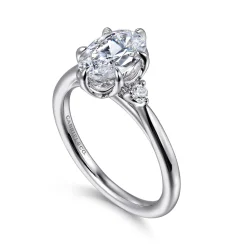 Hot Gabriel & Co. Blaise - 14K White Gold 6 Prong Oval Three Stone Diamond Engagement Ring