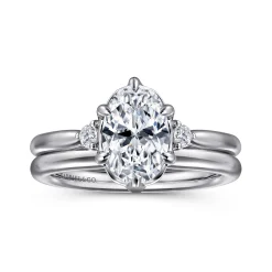 Hot Gabriel & Co. Blaise - 14K White Gold 6 Prong Oval Three Stone Diamond Engagement Ring