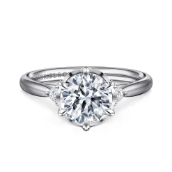 Gabriel & Co. Blaise - 14K White Gold Round Three Stone Diamond Engagement Ring