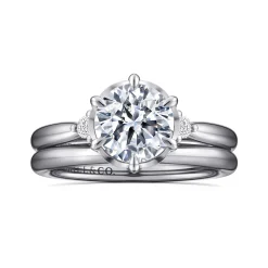 Gabriel & Co. Blaise - 14K White Gold Round Three Stone Diamond Engagement Ring