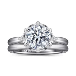 Online Gabriel & Co. Blaise - 14K White Gold Round Three Stone Diamond Engagement Ring