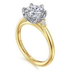 Online Gabriel & Co. Blaise - 14K White-Yellow Gold Round Three Stone Diamond Engagement Ring