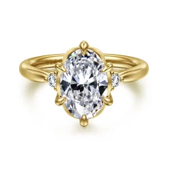 Outlet Gabriel & Co. Blaise - 14K Yellow Gold Oval Three Stone Diamond Engagement Ring