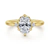 Outlet Gabriel & Co. Blaise - 14K Yellow Gold 6 Prong Oval Three Stone Diamond Engagement Ring