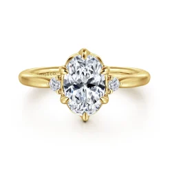 Outlet Gabriel & Co. Blaise - 14K Yellow Gold 6 Prong Oval Three Stone Diamond Engagement Ring
