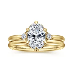 Outlet Gabriel & Co. Blaise - 14K Yellow Gold 6 Prong Oval Three Stone Diamond Engagement Ring