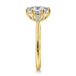 Outlet Gabriel & Co. Blaise - 14K Yellow Gold 6 Prong Oval Three Stone Diamond Engagement Ring