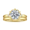 Sale Gabriel & Co. Blaise - 14K Yellow Gold Round Three Stone Diamond Engagement Ring