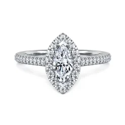 Outlet Gabriel & Co. Blossom - 14K White Gold Marquise Shape Halo Diamond Engagement Ring